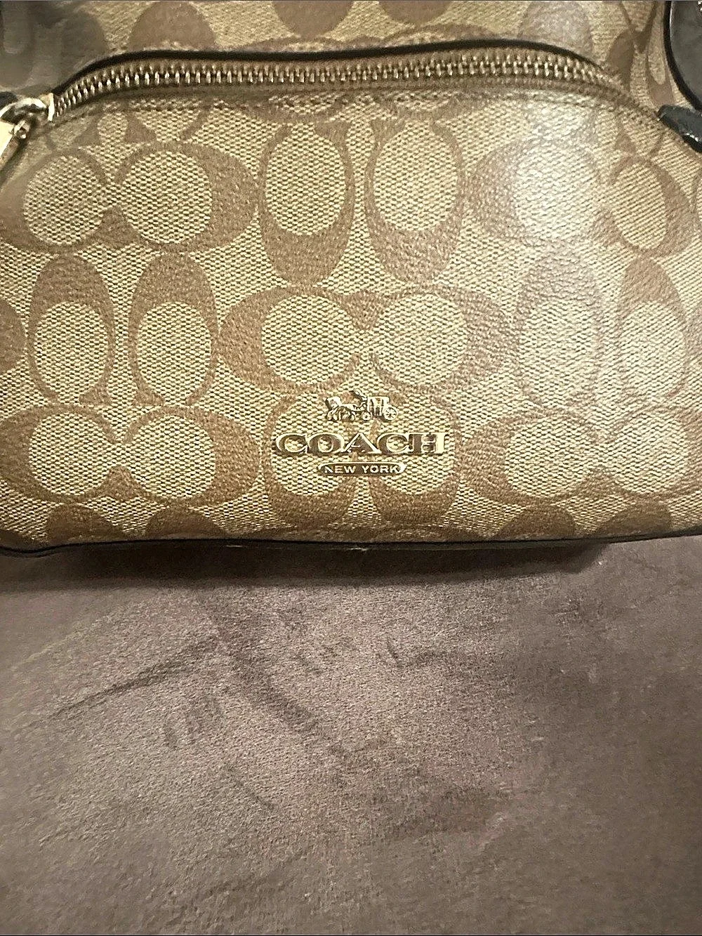 Coach Court Backpack In Signature Canvas Brown & Black